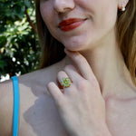Nina Zhou Celestial Natural 3.86ctw Peridot Diamond Cocktail Ring in 14k gold