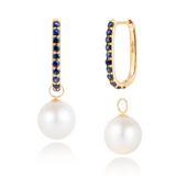 Isabella Sapphire Huggie Earrings with Pearl Drop Enhancers