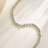 18ct Heart Aquamarine Riviera Graduated Tennis Necklace