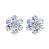 Moonstone Diamond Forget-Me-Not Earrings