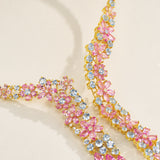 Galaxy Aquamarine Pink Sapphire Diamond Statement Necklace