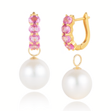 Melody Pink Sapphire Hoop Earrings with Pearl Drop Enhancers