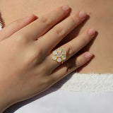 Celestial Opal Diamond Cluster Ring