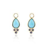 Charlotte Blue Sapphire and Turquoise Hoop Earrings with Drop Enhancers