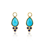 Charlotte Blue Sapphire and Turquoise Hoop Earrings with Drop Enhancers