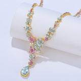 Symphony Aquamarine Pink Sapphire Statement Necklace