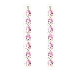 Pear Morganite Diamond Line Drop Earrings