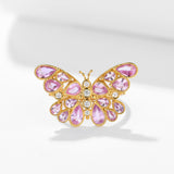 Butterfly Pink Sapphire Diamond Cocktail Ring