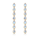 Pear Moonstone Line Drop Earrings