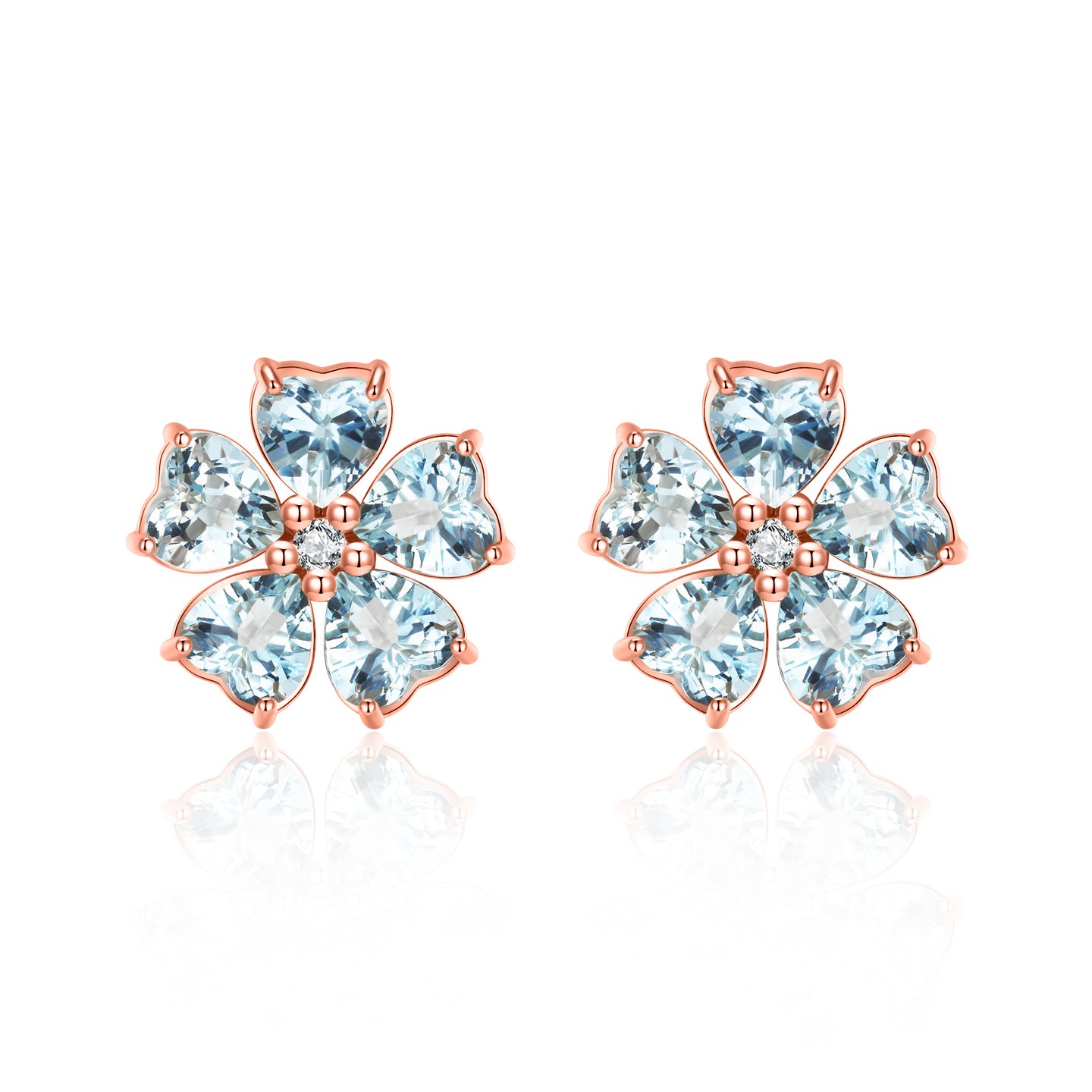 Aquamarine Diamond Cherry Blossom Earrings