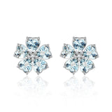 Aquamarine Diamond Cherry Blossom Earrings