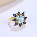 Margeret Aquamarine Sapphire Diamond Cocktail Ring