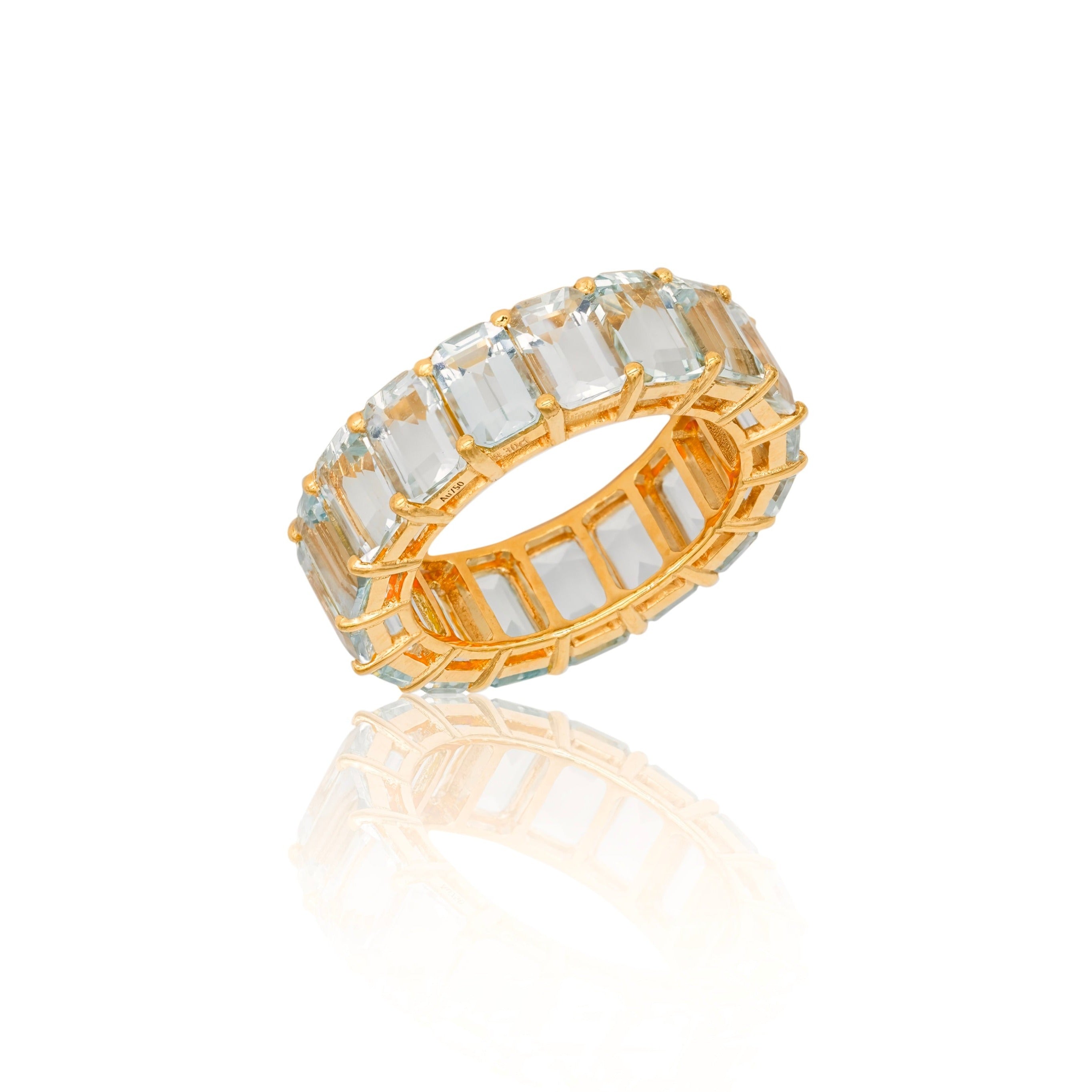 Emma Aquamarine Emerald Cut Eternity Ring