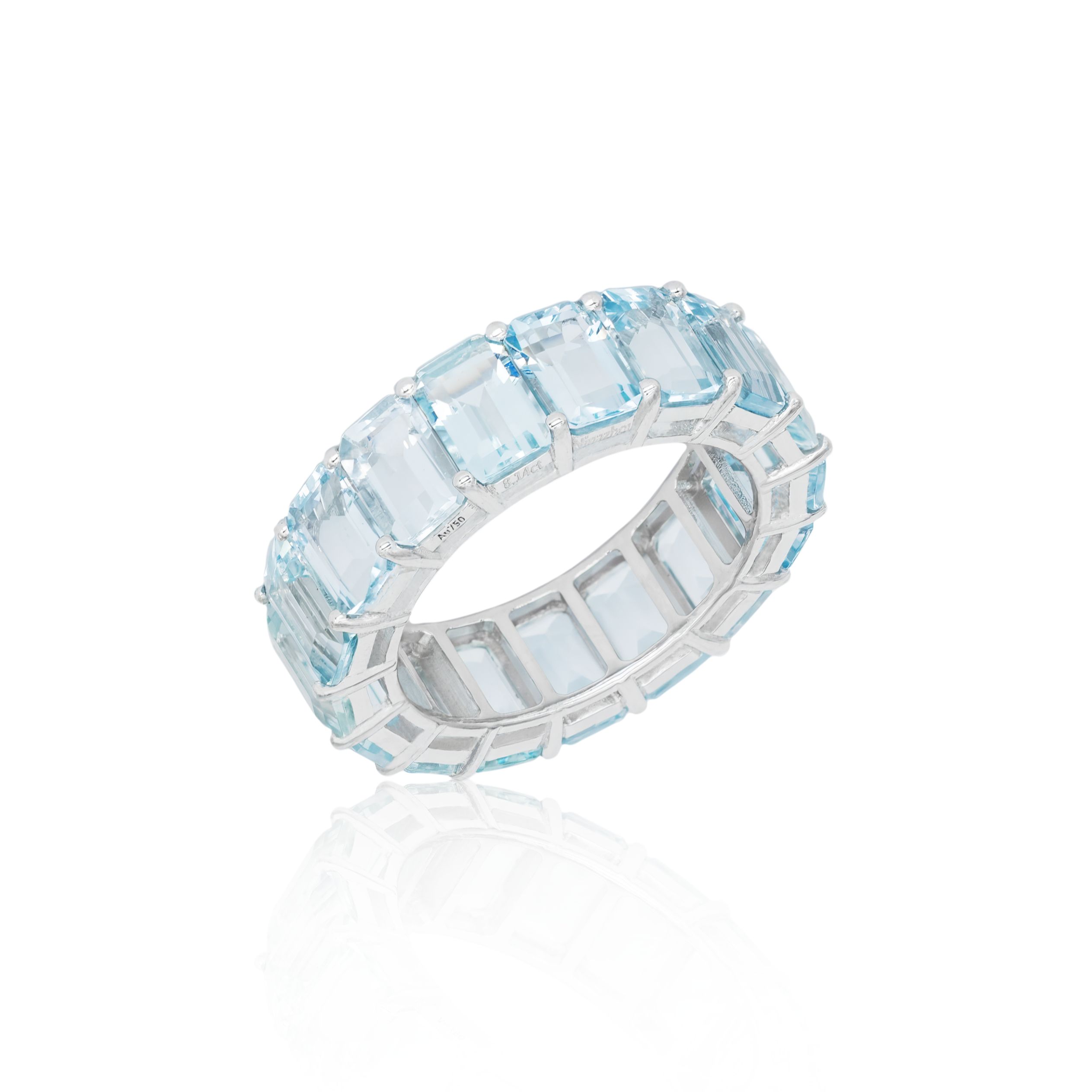 Emma Aquamarine Emerald Cut Eternity Ring