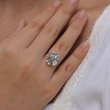 Aquamarine Diamond Cherry Blossom Ring