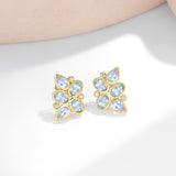 Elizabeth Aquamarine Moonstone Diamond Cluster Earrings