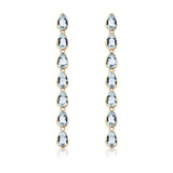 Pear Aquamarine Line Drop Earrings