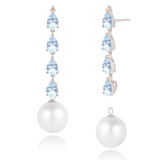 Hailey Aquamarine Diamond and Pearl Drop Earrings