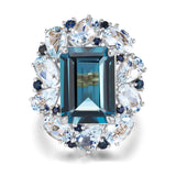 Margeret London Blue Topaz Aquamarine Sapphire Cocktail Ring