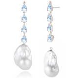 Hailey Aquamarine Diamond and Baroque Pearl Drop Earrings