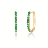 Isabella Emerald Huggie Earrings with Pearl Drop Enhancers