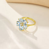 Aquamarine Diamond Cherry Blossom Ring