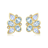 Elizabeth Aquamarine Moonstone Diamond Cluster Earrings