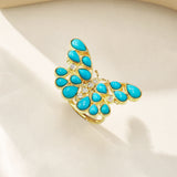 Butterfly Turquoise Diamond Cocktail Ring