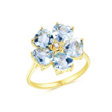 Aquamarine Diamond Cherry Blossom Ring