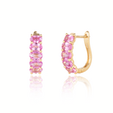 Sarah Pink Sapphire Huggie Earrings with Baroque Pearl Drop Enhancers