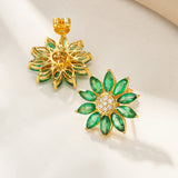 Sunflower Emerald Diamond Earrings