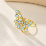 Butterfly Aquamarine Diamond Cocktail Ring