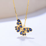 Sapphire Diamond Butterfly Pendant Necklace