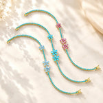Blossom Natural sleeping beauty Turquoise Diamond Bracelet in 14k yellow gold