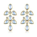 14k yellow gold natural Rainbow Moonstone Diamond Chandelier Drop Earrings