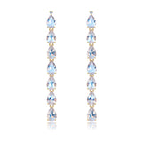 Pear Moonstone Diamond Line Drop Earrings