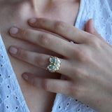 Fantasy Aquamarine Diamond Owl Ring