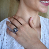 Aquamarine Sapphire Diamond Blossom Cocktail Ring