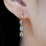 natural Moonstone Diamond Drop Earrings 18k yellow gold 