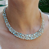 Secret Ocean Aquamarine, Topaz & Diamond Collar Necklace 14K yellow gold