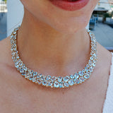 Secret Ocean Aquamarine, Topaz & Diamond Collar Necklace 14K yellow gold