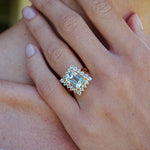 14k yellow gold natural sky blue aquamarine cocktail ring