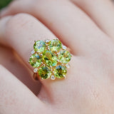 Nina Zhou Celestial Natural 3.86ctw Peridot Diamond Cocktail Ring in 14k gold