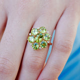 Nina Zhou Celestial Natural 3.86ctw Peridot Diamond Cocktail Ring in 14k gold