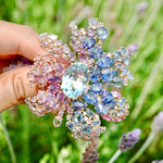 Nina Zhou Jewelry Floating Constellation 55ctw Sapphire, Aquamarine & Diamond Convertible Brooch-Ring in 14k gold (One Of A Kind)
