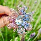 Nina Zhou Jewelry Floating Constellation 55ctw Sapphire, Aquamarine & Diamond Convertible Brooch-Ring in 14k gold (One Of A Kind)