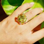 Nina Zhou Natural Margaret 7.20ctw Peridot & Pink Sapphire Cocktail Ring in 14k gold 