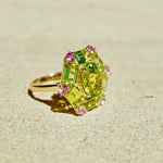 Nina Zhou Natural Margaret 7.20ctw Peridot & Pink Sapphire Cocktail Ring in 14k gold 