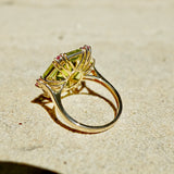 Nina Zhou Natural Margaret 7.20ctw Peridot & Pink Sapphire Cocktail Ring in 14k gold 