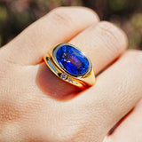 The Heirloom Certified 5.05 ct Royal Blue Sapphire & Diamond Ring Set in 18k Gold